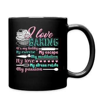Bäcker Ich liebe Backen - Tasse einfarbig - Schwarz - Rechts
