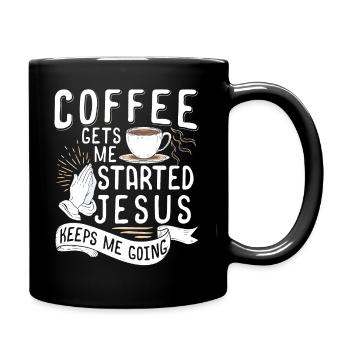 Le café me fait démarrer Jésus me permet de continuer - Mug uni - noir - Droite