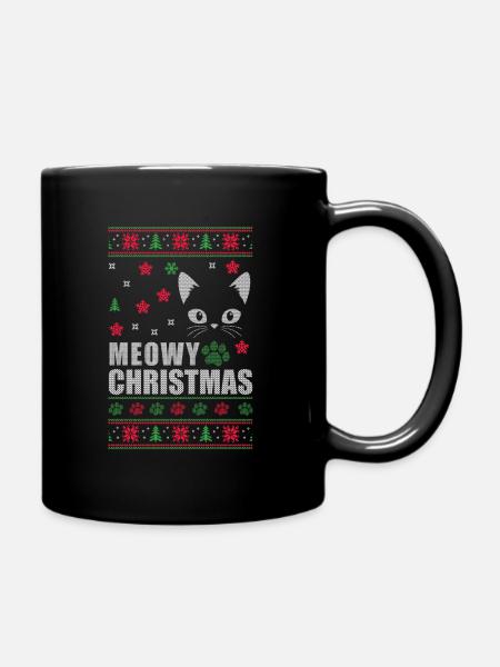 Ugly Christmas Katze Weihnachten Advent - Tasse einfarbig - Schwarz