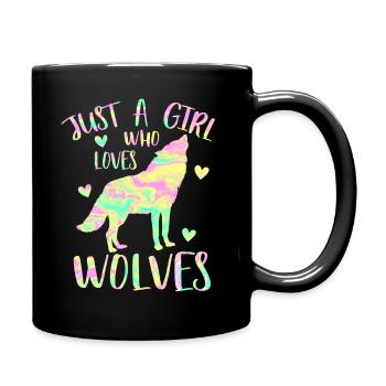 Just a girl who loves wolves - Full Colour Mug - black - Right