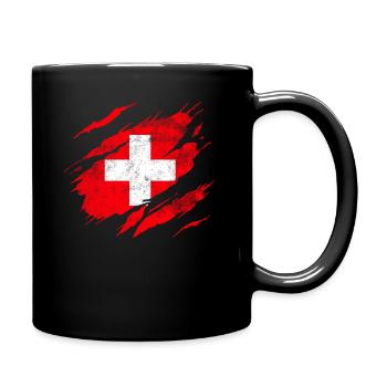 Schweiz Flagge - Tasse einfarbig - Schwarz - Rechts