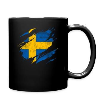Schweden Flagge - Tasse einfarbig - Schwarz - Rechts