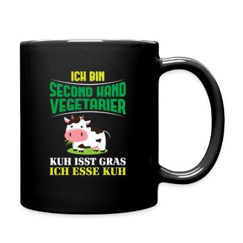 Second Hand Vegetarier Lustiger Not Vegan Spruch - Tasse einfarbig - Schwarz - Rechts