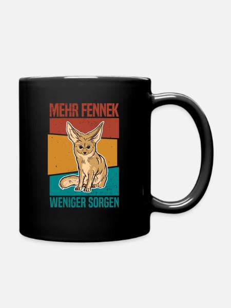 Fennek Fuchs Wüste Wildhund Nordafrika - Sorgen - Tasse einfarbig - Schwarz