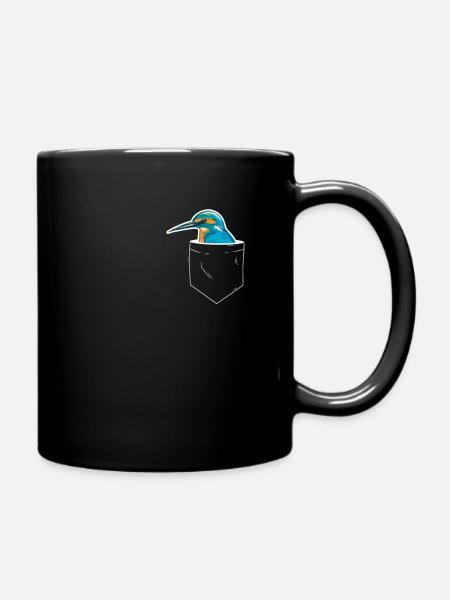 Kingfisher Rackenvogel plumes Poche poitrine bleu cobalt - Mug uni - noir
