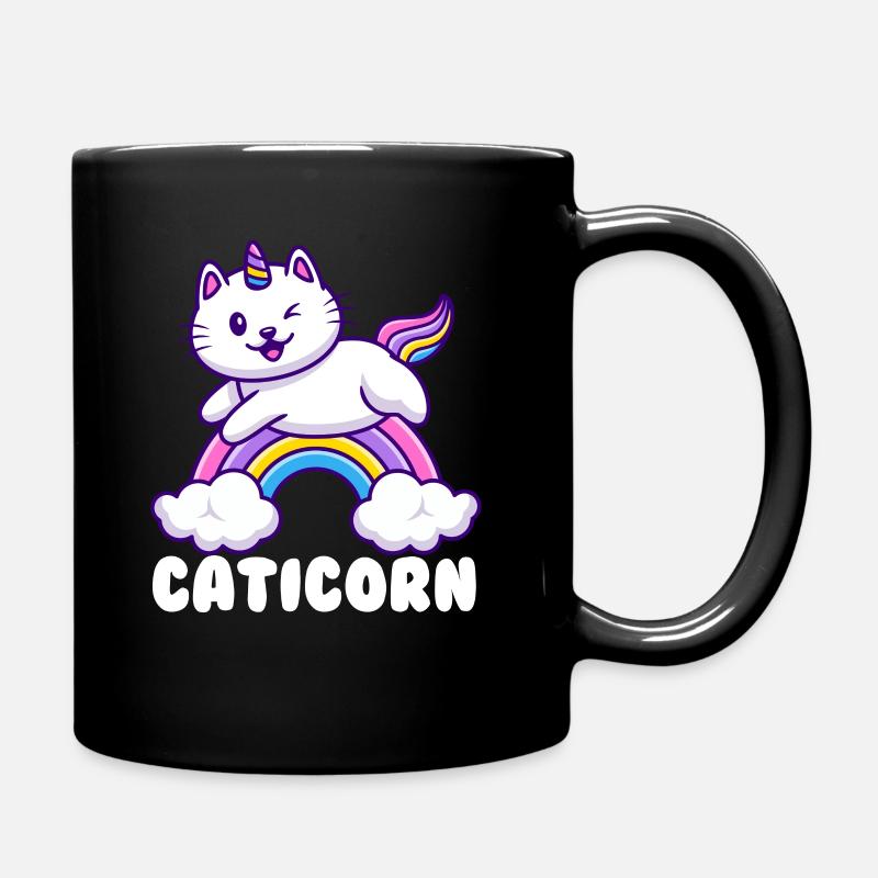 Caticorn Regenbogen - Tasse einfarbig - Schwarz
