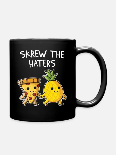 Pizza Hawaii Ananas Pizza essen Love is Love - Tasse einfarbig - Schwarz