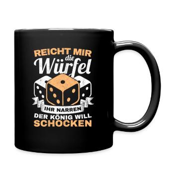 Schocken König Trinkspiel Geschenk Würfelspiel - Tasse einfarbig - Schwarz - Rechts