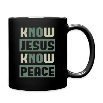 Know jesus church god christian gift - Full Colour Mug - black - Right