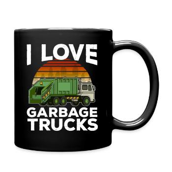 I Love Garbage Trucks graphic Kids Toddler City - Full Colour Mug - black - Right