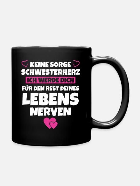 Schwesterherz Geschenkidee Beste Schwester - Tasse einfarbig - Schwarz