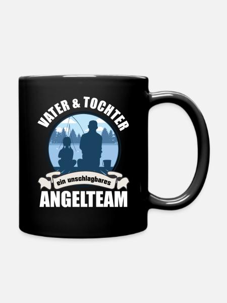 Vater Tochter Angelteam Angeln Mädchen Geschenk - Tasse einfarbig - Schwarz