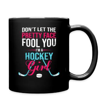Casque de rondelle de vitesse de bâton de joueur de hockey sur glace de fille - Mug uni - noir - Droite