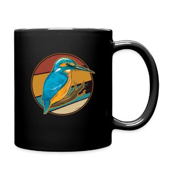 Kingfisher Rackenvogel plumes graphique bleu cobalt - Mug uni - noir - Droite