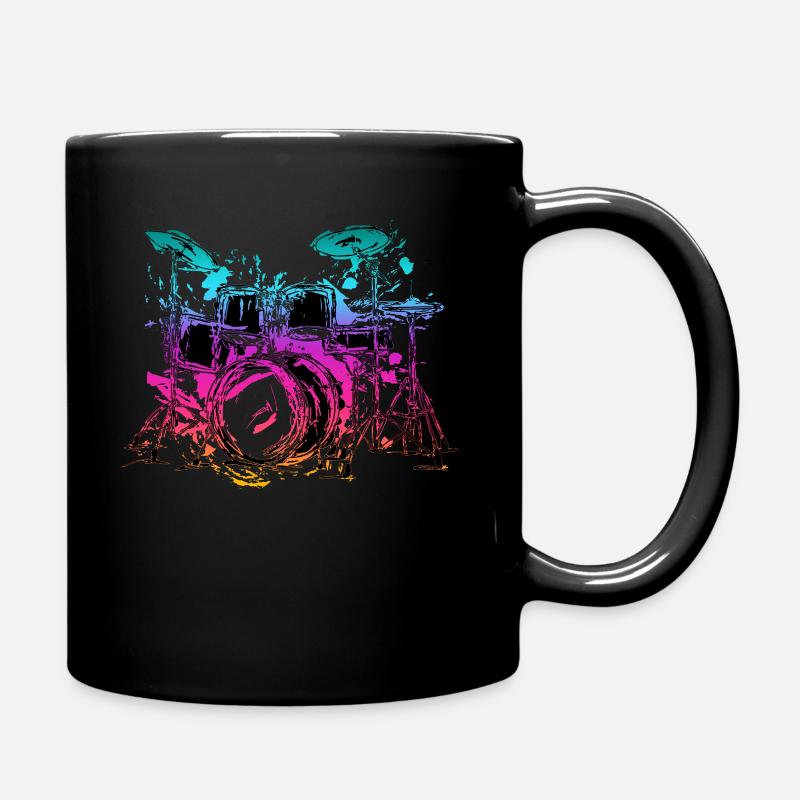 Drums drummer colorful - Full Colour Mug - black