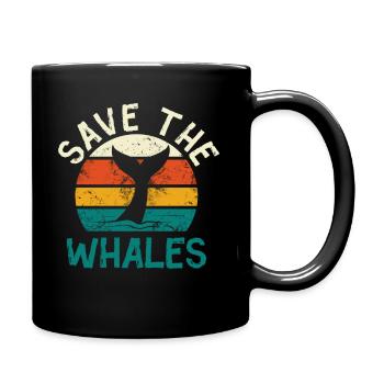 Save the whales - blue whale sperm whale whale - Full Colour Mug - black - Right
