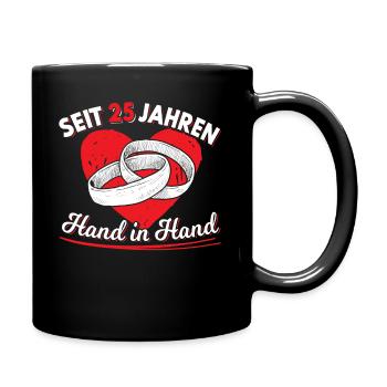 Silberhochzeit Geschenk 25 Jahre Hochzeitstag | - Tasse einfarbig - Schwarz - Rechts