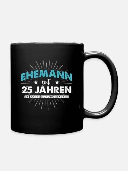 Silberhochzeit Geschenk 25 Jahre Hochzeitstag - Tasse einfarbig - Schwarz