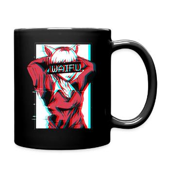 Waifu Neko Anime Cat Girl Vaporwave Cadeau - Mug uni - noir - Droite