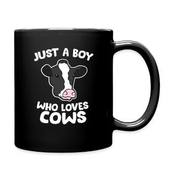 Funny Cow Farmer Son Just a Boy Who Loves Cows - Full Colour Mug - black - Right