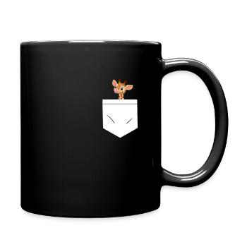 Giraffe in der Tasche - Giraffen Geschenk - Tasse einfarbig - Schwarz - Rechts