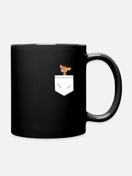Giraffe in der Tasche - Giraffen Geschenk - Tasse einfarbig - Schwarz
