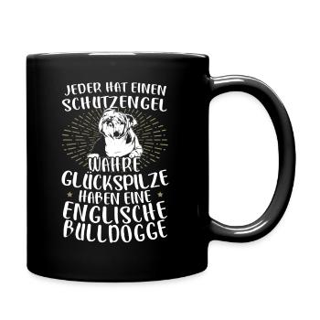 Hundebesitzer Englische Bulldogge Glückspilze - Tasse einfarbig - Schwarz - Rechts
