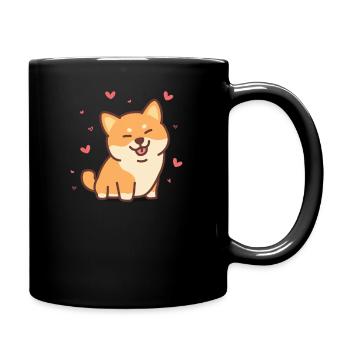 Netter Shiba Inu Cartoon Style - Tasse einfarbig - Schwarz - Rechts