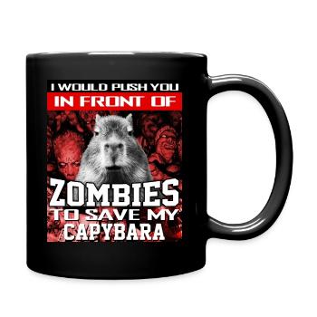 Devant des zombies pour sauver ma capybara - Mug uni - noir - Droite