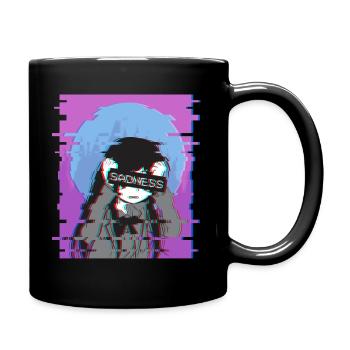 Sad Anime Girl - Japanese Otaku Vaporwave Geschenk - Tasse einfarbig - Schwarz - Rechts