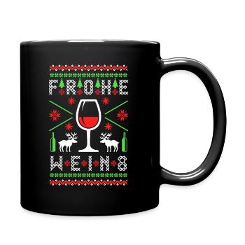Weihnachten Wein Ugly Christmas Geschenk - Tasse einfarbig - Schwarz - Rechts