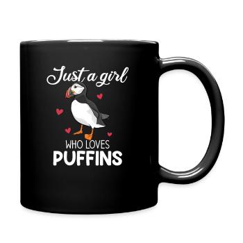 Just A Girl Who Loves Puffins, puffin - Full Colour Mug - black - Right