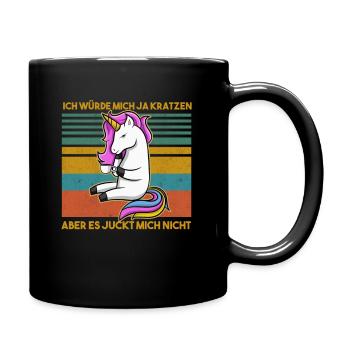Es Juckt Mich Nicht Einhorn Büro Bürohumor - Tasse einfarbig - Schwarz - Rechts