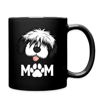 Bobtail-Poodle mixed dog mother - Full Colour Mug - black - Right
