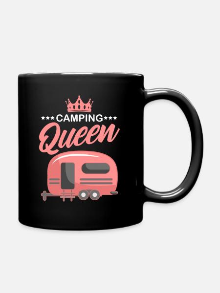 Camping Queen Camperin Camper - Tasse einfarbig - Schwarz