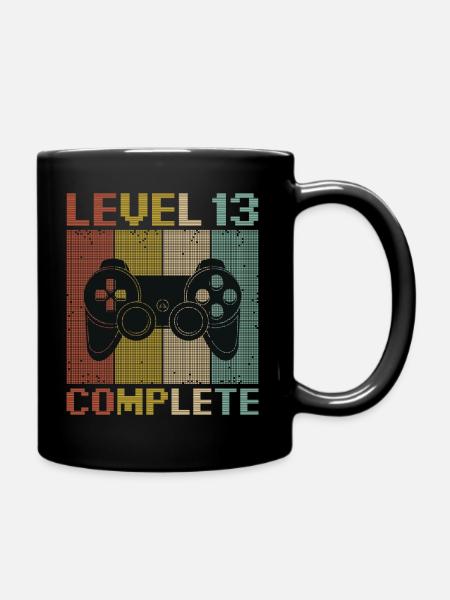 Level 13 Complete Gamer 13 years old gamer - Full Colour Mug - black