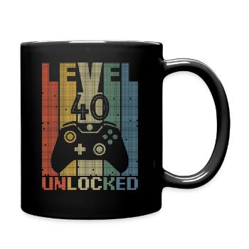 Level 40 Unlocked Gamer Zocker 40 Jahre - Tasse einfarbig - Schwarz - Rechts