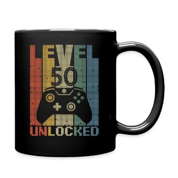 Level 50 Unlocked Gamer Zocker 50 Jahre - Tasse einfarbig - Schwarz - Rechts