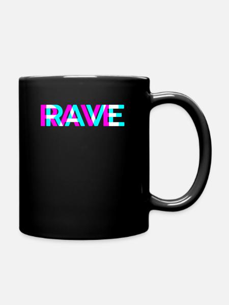 RAVE Raver DJ Festival Bass Techno Trance Goa - Tasse einfarbig - Schwarz