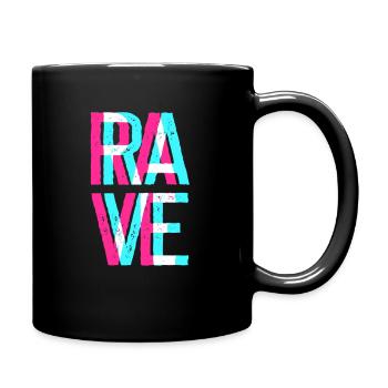 RAVE Raver Outfit Disco Festival Party EDM Musik - Tasse einfarbig - Schwarz - Rechts