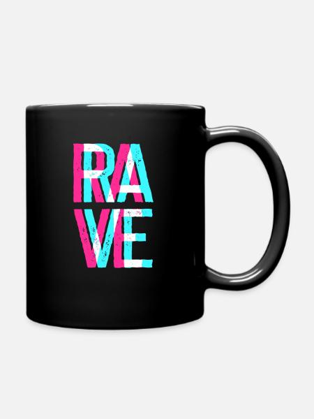 RAVE Raver Outfit Disco Festival Party EDM Musik - Tasse einfarbig - Schwarz