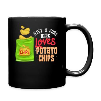 Chips Snack Chips de pommes de terre frites cannelées - Mug uni - noir - Droite