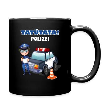 Tatü Tata Polizei Geburtstag Kind Kindergeburtstag - Tasse einfarbig - Schwarz - Rechts