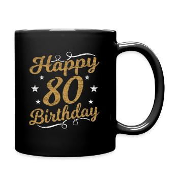 80th birthday - Full Colour Mug - black - Right