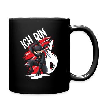 6. Geburtstag Junge Ninja Ich bin 6 - Tasse einfarbig - Schwarz - Rechts