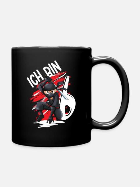6. Geburtstag Junge Ninja Ich bin 6 - Tasse einfarbig - Schwarz