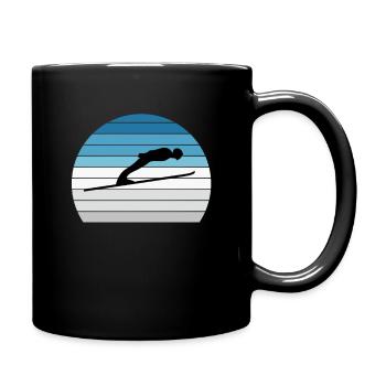 Skispringen Skispringer Retro Geschenk - Tasse einfarbig - Schwarz - Rechts