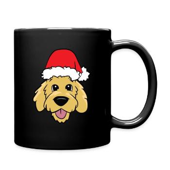 Goldendoodle With Santa Hat Goldendoodle Dog - Full Colour Mug - black - Right