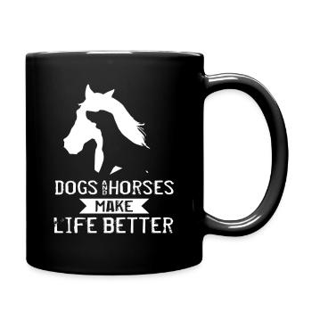 Chiens chevaux cavalier disant cadeau - Mug uni - noir - Droite