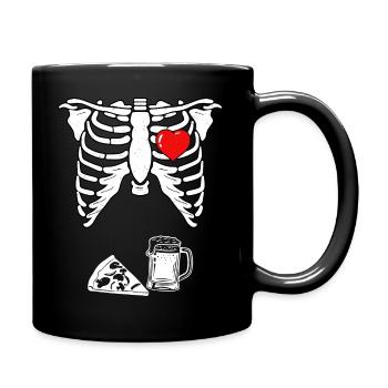 Skeleton Pregnancy Pizza Beer Xray - Full Colour Mug - black - Right